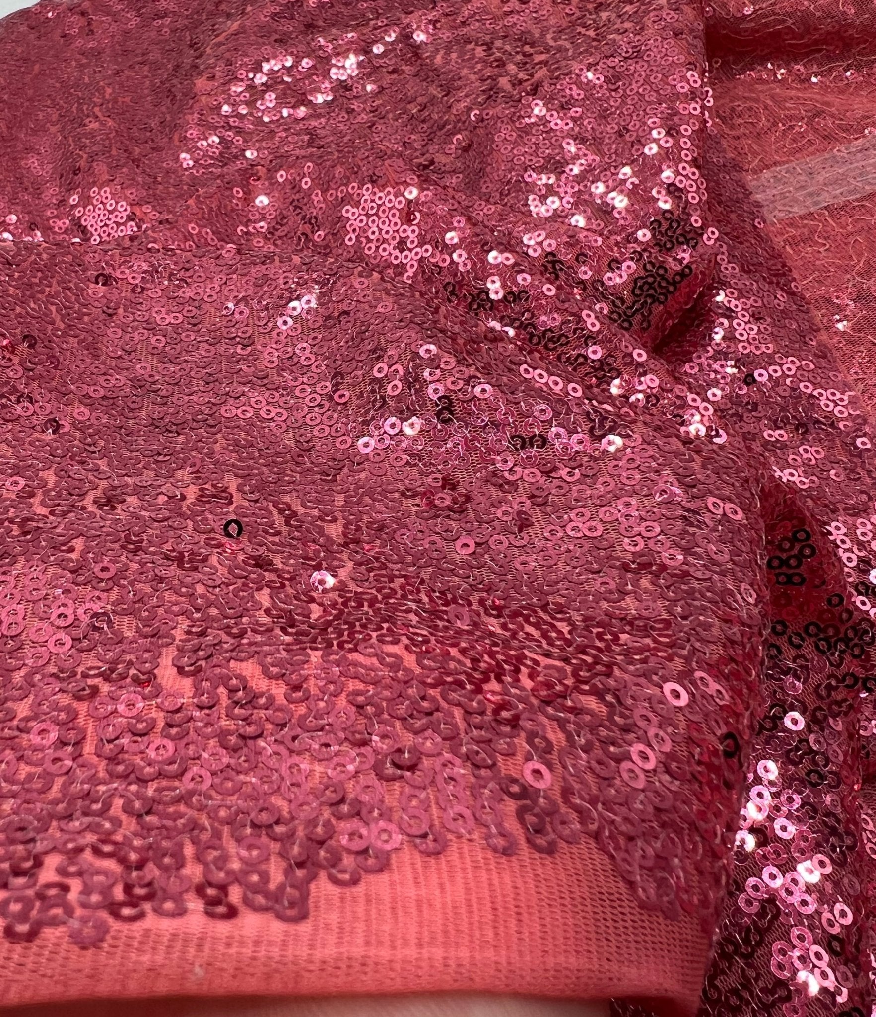 Pink On Pink Sequin Detail Non Stretch Fabric - T9 Fabrics