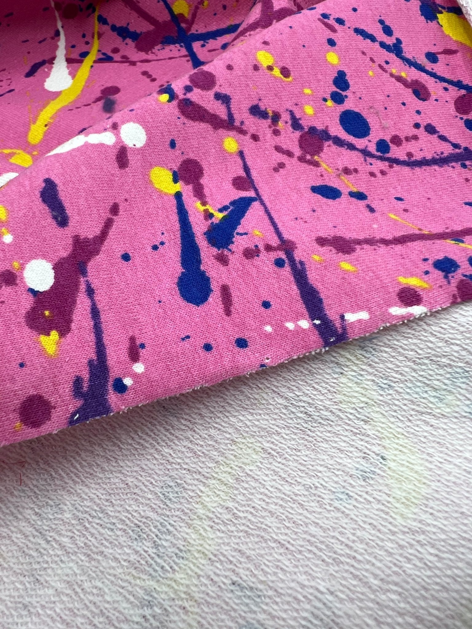 Pink Paint French Terry Loopback Cotton Jersey Lycra 4 Way Stretch - T9 Fabrics