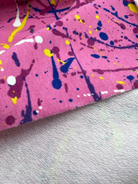 Pink Paint French Terry Loopback Cotton Jersey Lycra 4 Way Stretch - T9 Fabrics