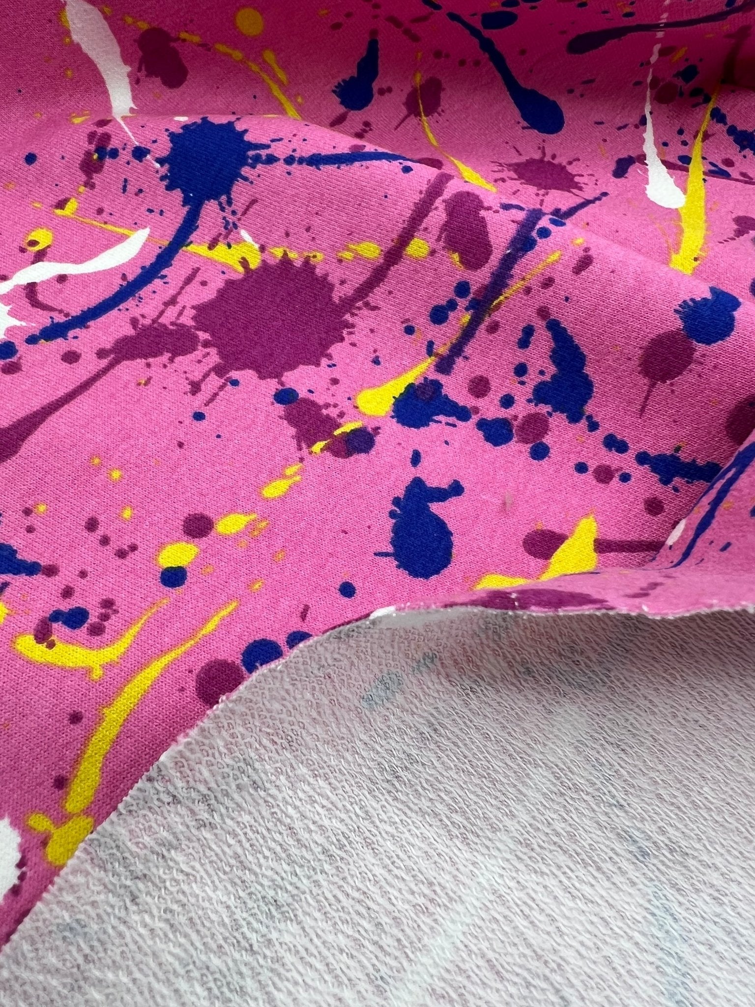Pink Paint French Terry Loopback Cotton Jersey Lycra 4 Way Stretch - T9 Fabrics