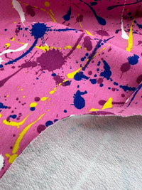 Pink Paint French Terry Loopback Cotton Jersey Lycra 4 Way Stretch - T9 Fabrics