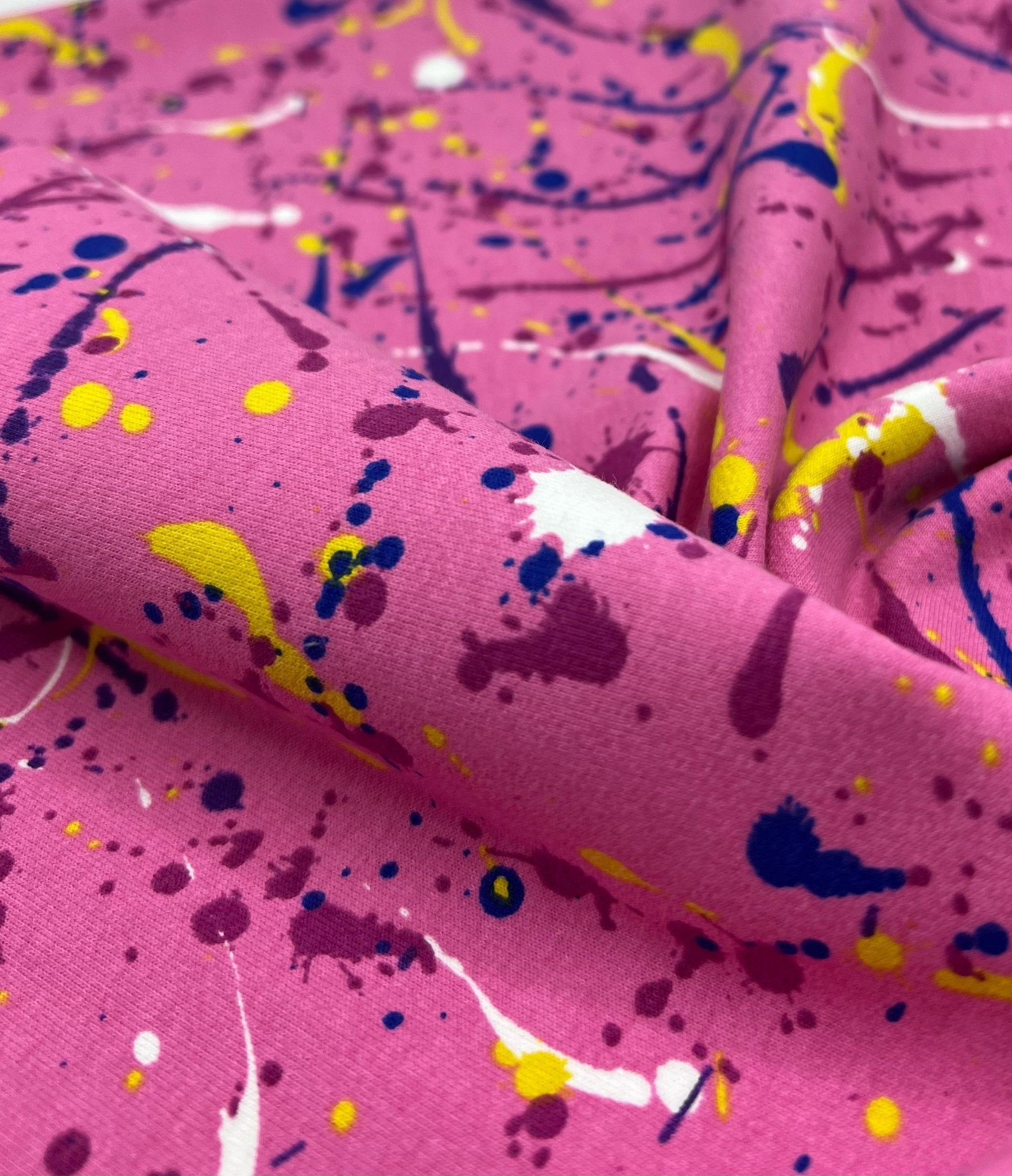 Pink Paint French Terry Loopback Cotton Jersey Lycra 4 Way Stretch - T9 Fabrics