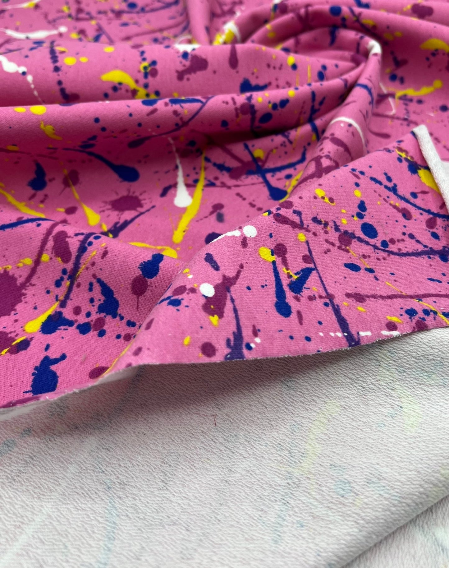 Pink Paint French Terry Loopback Cotton Jersey Lycra 4 Way Stretch - T9 Fabrics