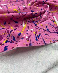 Pink Paint French Terry Loopback Cotton Jersey Lycra 4 Way Stretch - T9 Fabrics