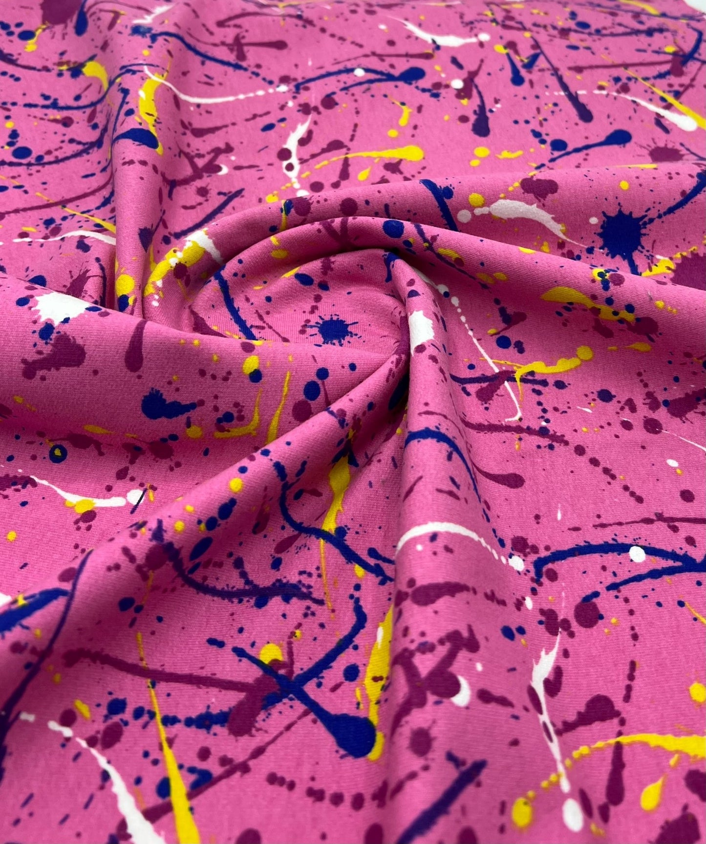 Pink Paint French Terry Loopback Cotton Jersey Lycra 4 Way Stretch - T9 Fabrics