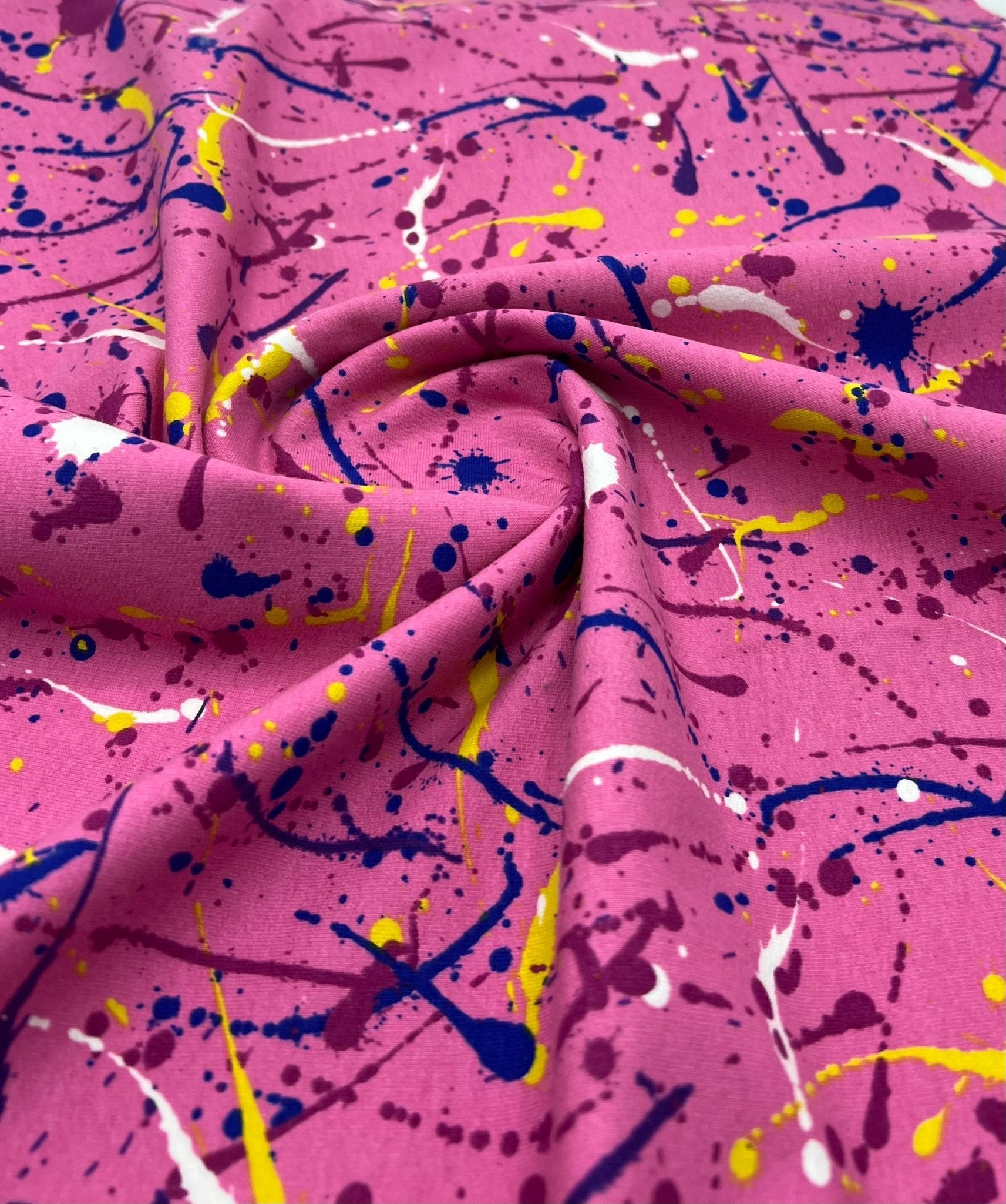 Pink Paint French Terry Loopback Cotton Jersey Lycra 4 Way Stretch - T9 Fabrics