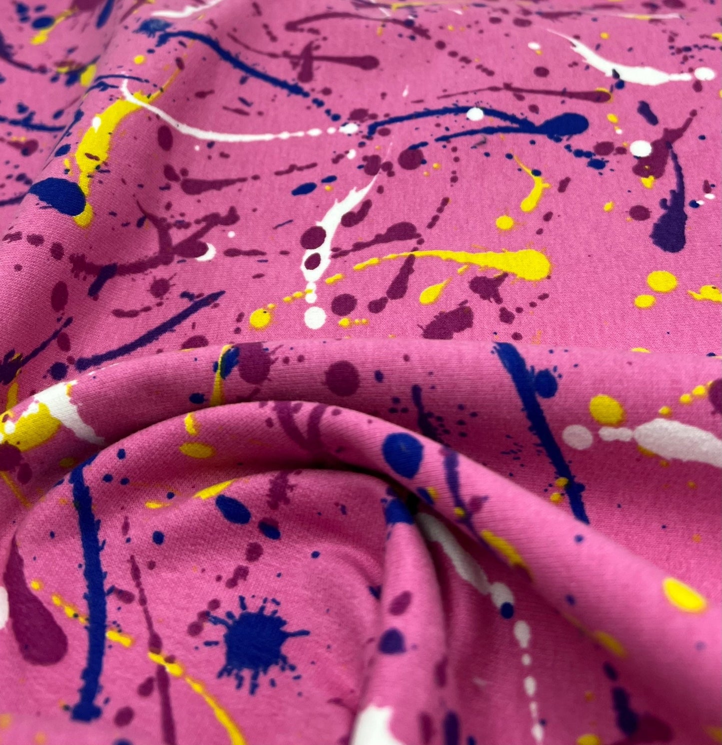 Pink Paint French Terry Loopback Cotton Jersey Lycra 4 Way Stretch - T9 Fabrics