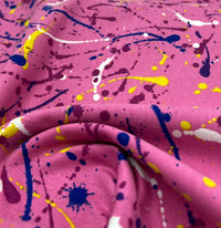 Pink Paint French Terry Loopback Cotton Jersey Lycra 4 Way Stretch - T9 Fabrics