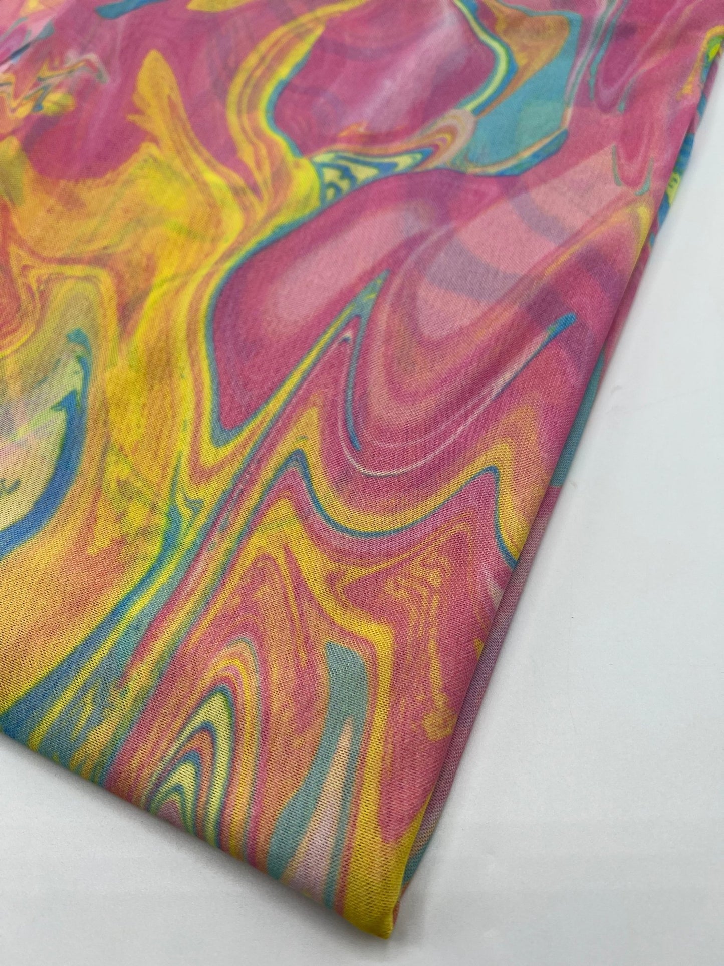 Pink Paint Mix Print Mesh Fabric Stretch - T9 Fabrics