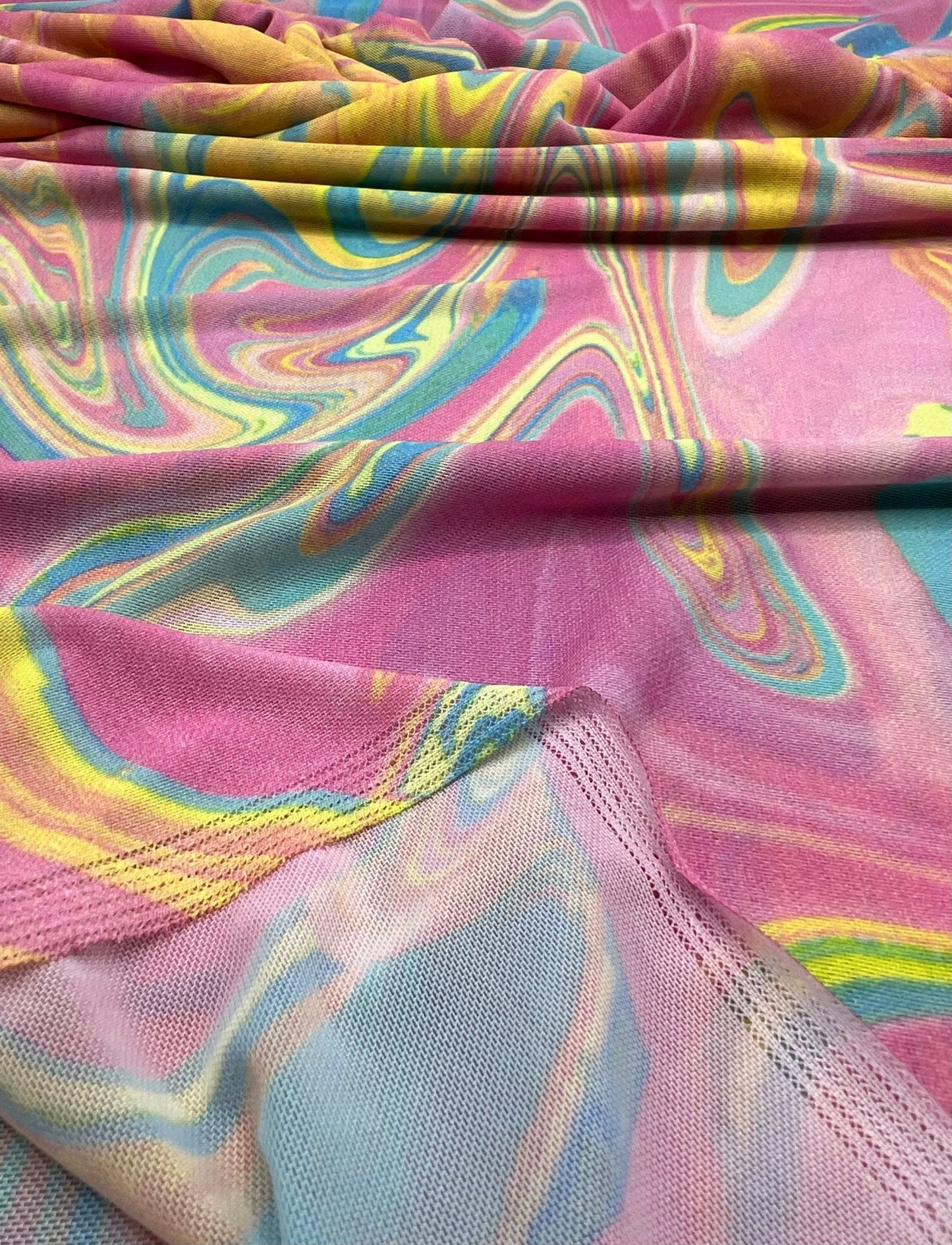Pink Paint Mix Print Mesh Fabric Stretch - T9 Fabrics