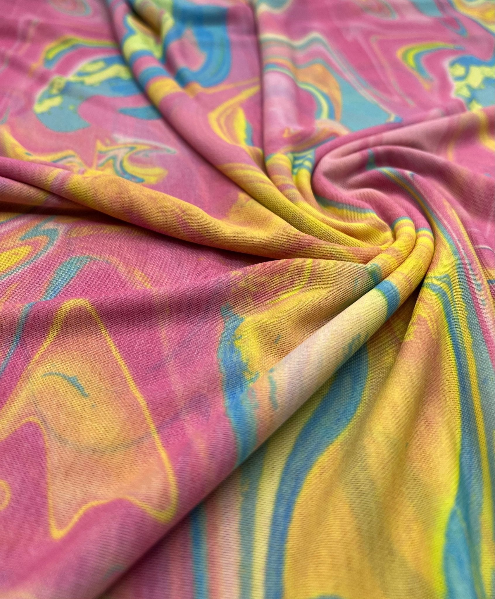 Pink Paint Mix Print Mesh Fabric Stretch - T9 Fabrics