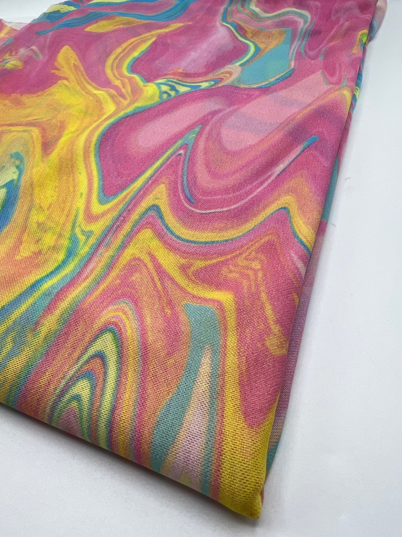 Pink Paint Mix Print Mesh Fabric Stretch - T9 Fabrics
