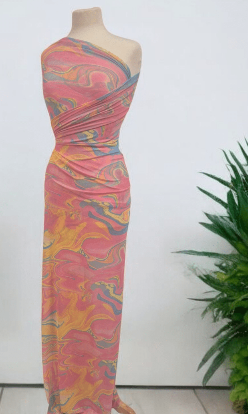 Pink Paint Mix Print Mesh Fabric Stretch - T9 Fabrics