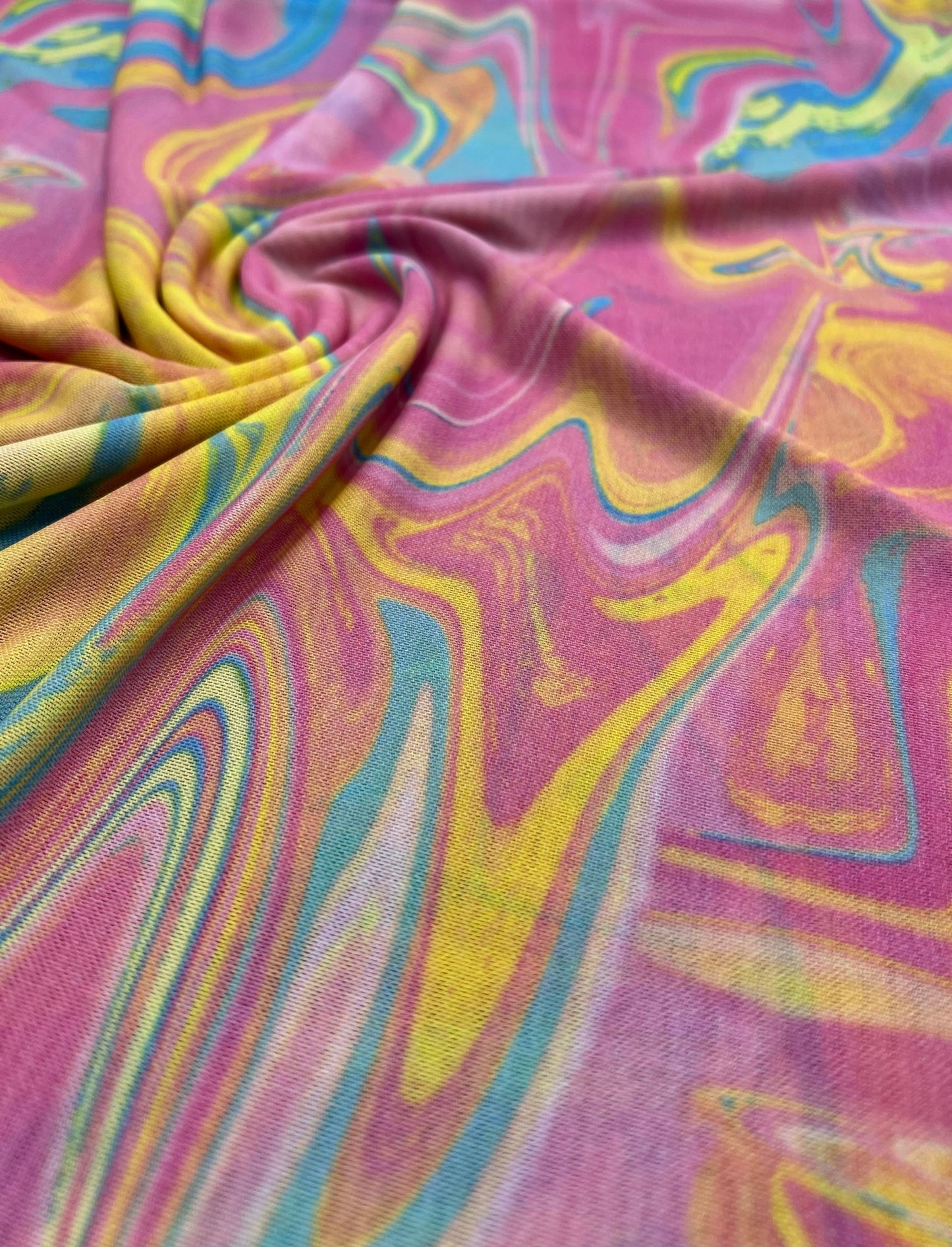 Pink Paint Mix Print Mesh Fabric Stretch - T9 Fabrics