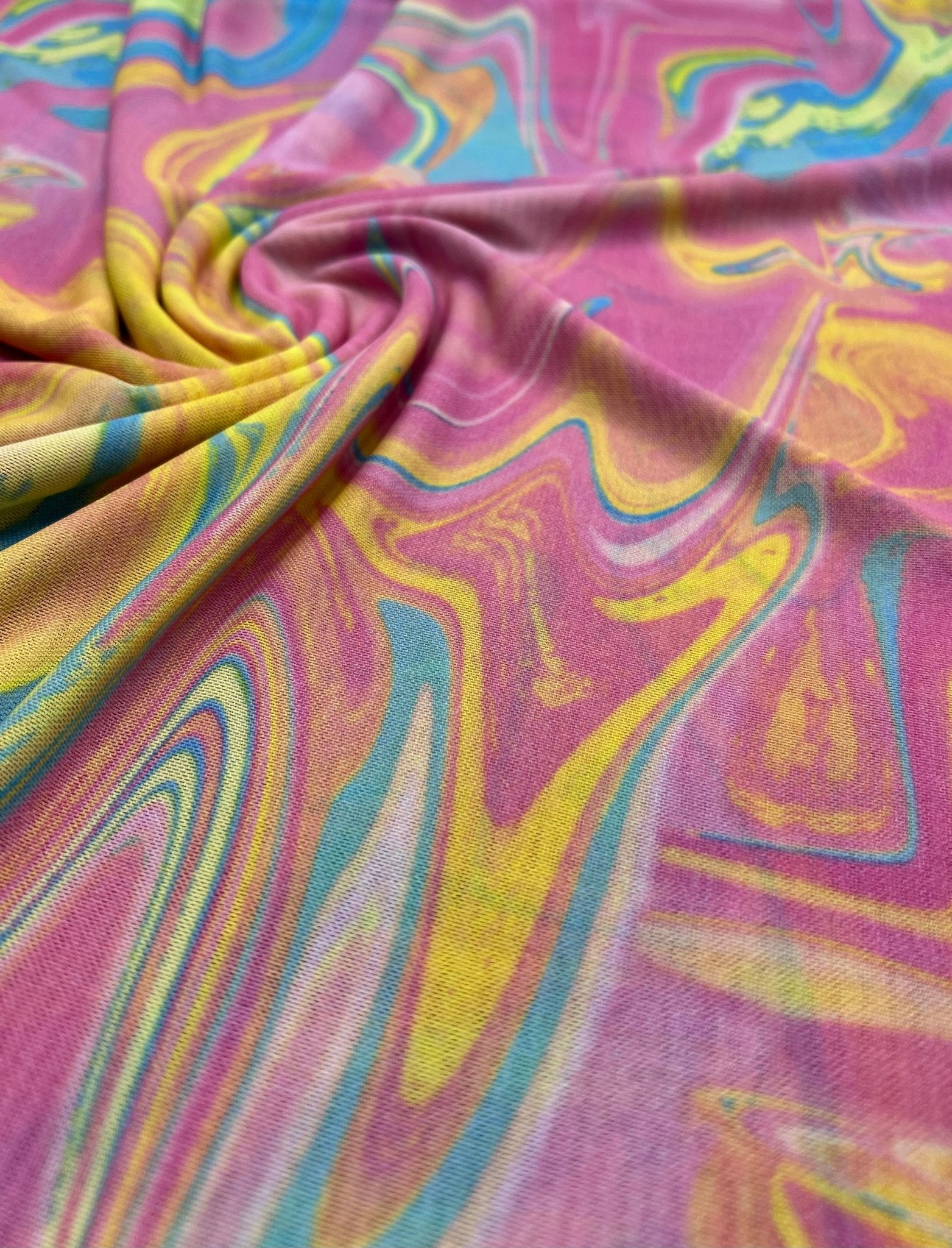 Pink Paint Mix Print Mesh Fabric Stretch - T9 Fabrics