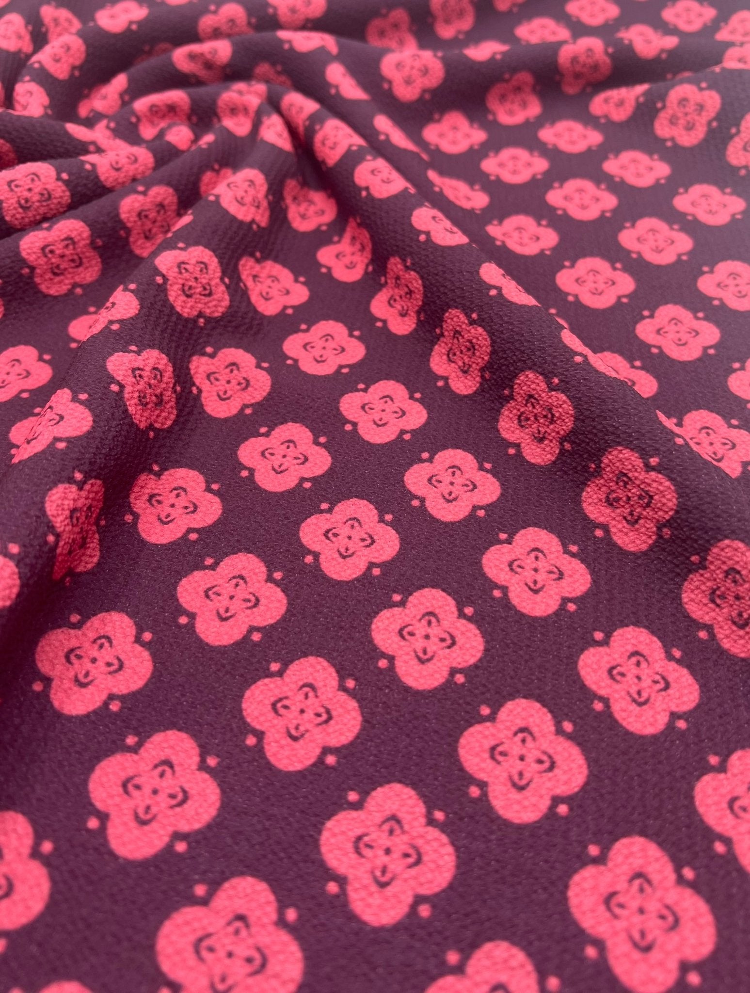 Pink Pattern Print Lightweight Bubble Crepe Fabric - T9 Fabrics
