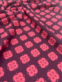 Pink Pattern Print Lightweight Bubble Crepe Fabric - T9 Fabrics