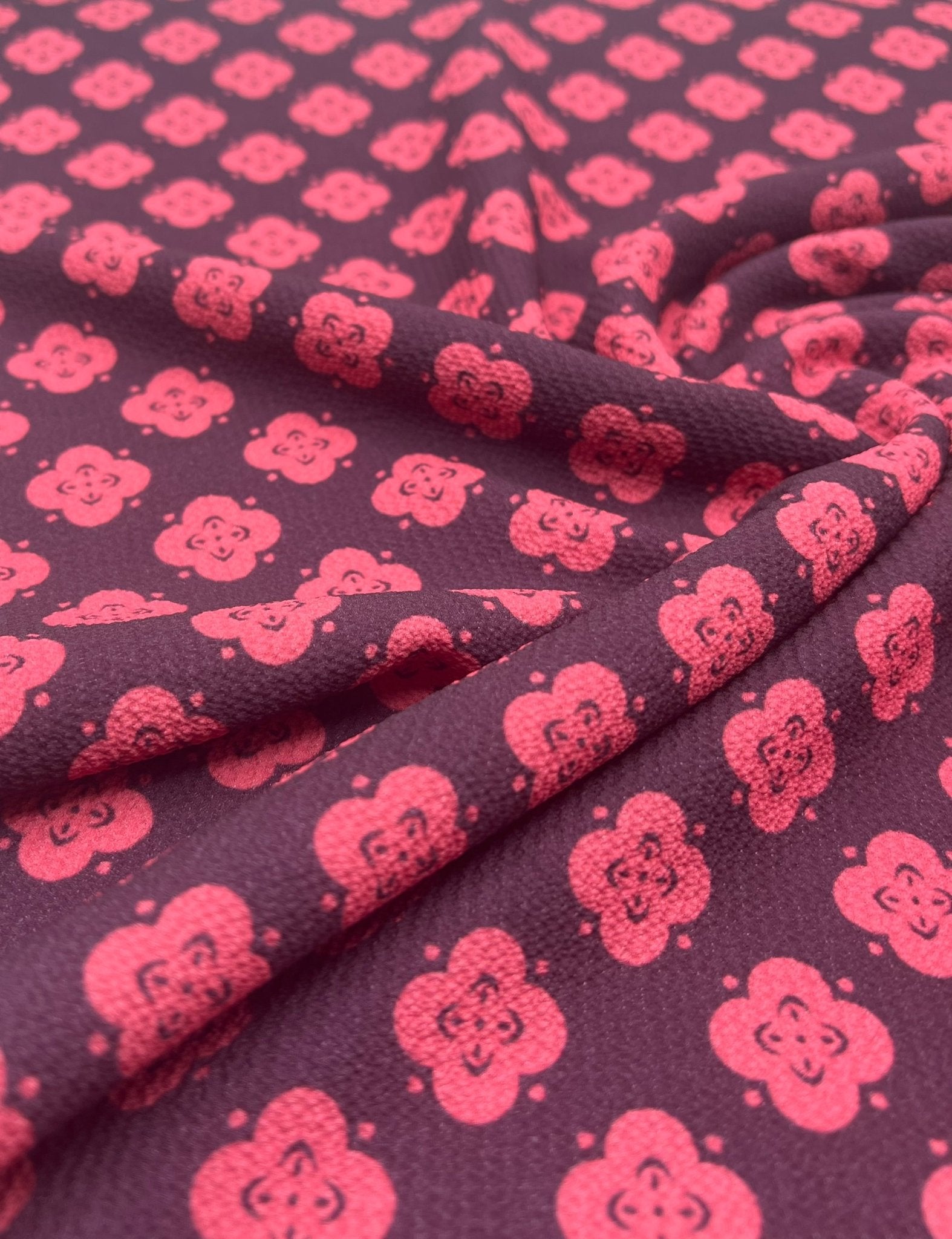 Pink Pattern Print Lightweight Bubble Crepe Fabric - T9 Fabrics