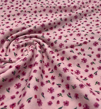 Pink Pink Ditsy Print Lightweight Bubble Crepe Fabric - T9 Fabrics