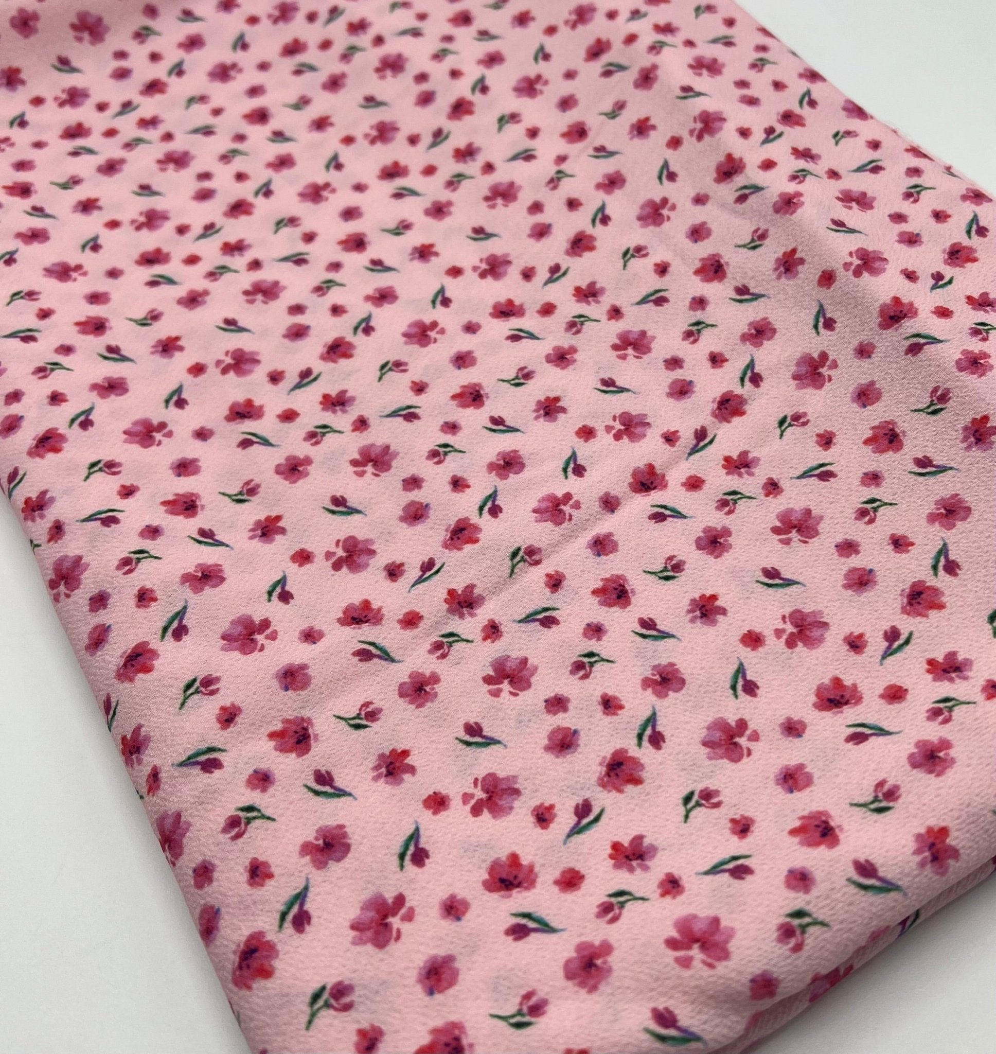 Pink Pink Ditsy Print Lightweight Bubble Crepe Fabric - T9 Fabrics