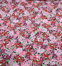 Pink & Purple Mix Floral Printed Scuba Crepe Jersey Fabric 4 Way Stretch - T9 Fabrics