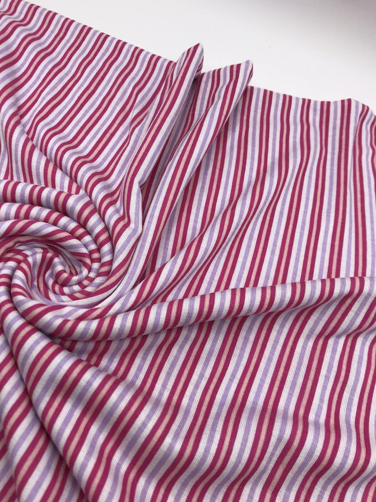 Pink & Purple Vertical Stripe Print Viscose Elastane Fabric - T9 Fabrics