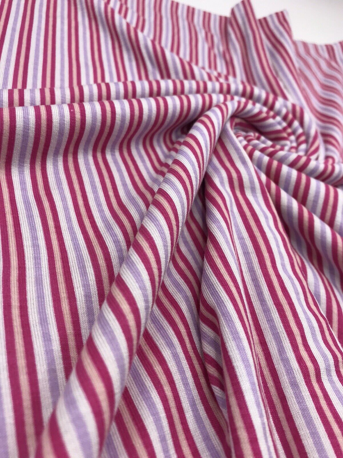 Pink & Purple Vertical Stripe Print Viscose Elastane Fabric - T9 Fabrics