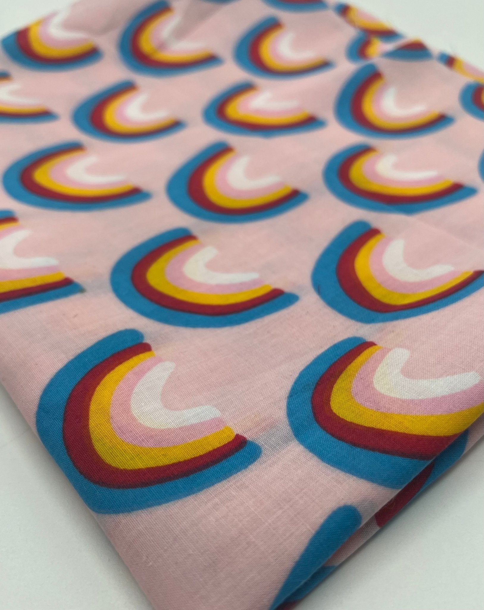 Pink Rainbow Printed Poly Cotton 90 GSM 80/20 44 Inch Non Stretch - T9 Fabrics