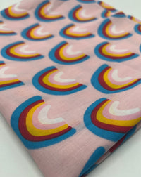Pink Rainbow Printed Poly Cotton 90 GSM 80/20 44 Inch Non Stretch - T9 Fabrics