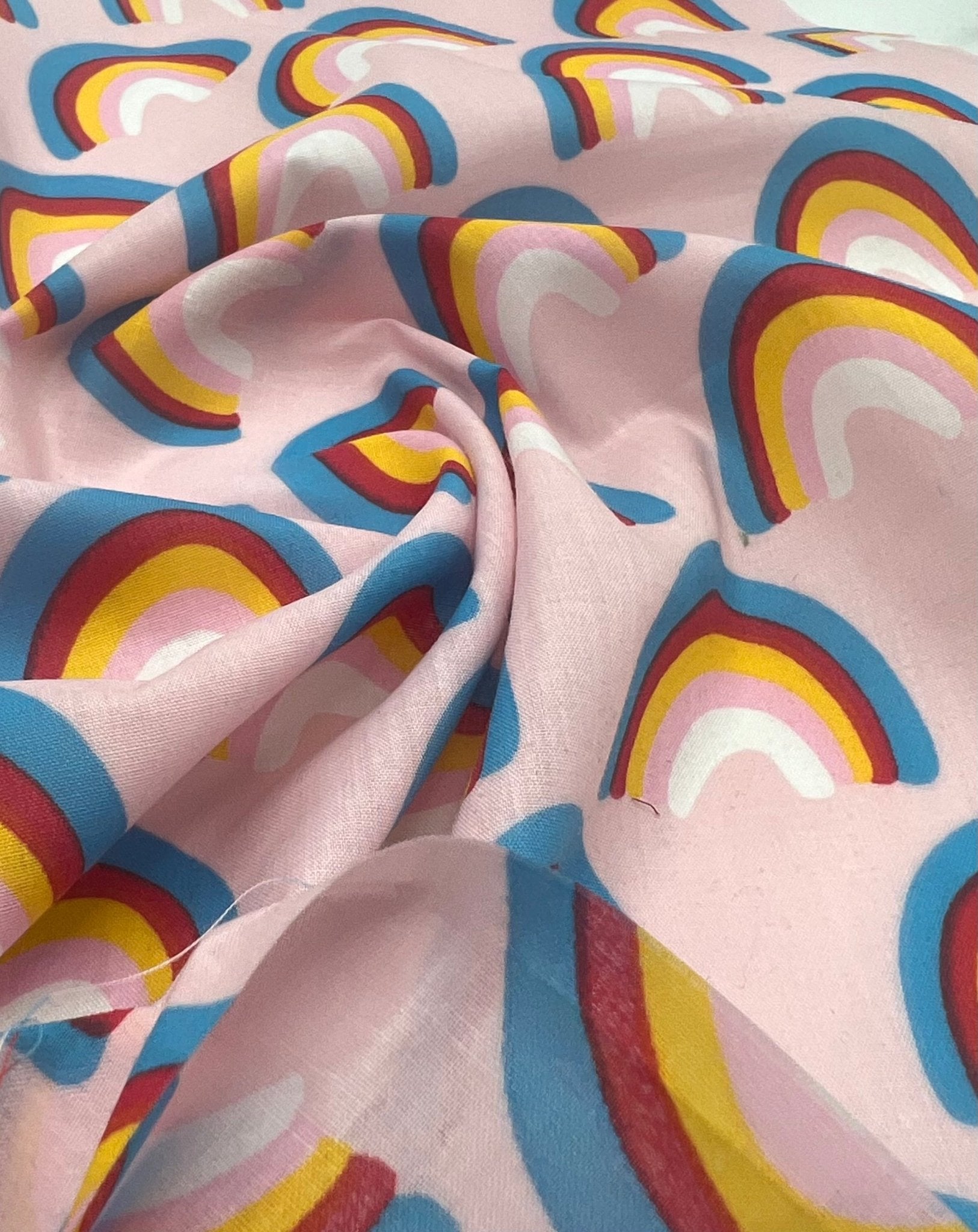 Pink Rainbow Printed Poly Cotton 90 GSM 80/20 44 Inch Non Stretch - T9 Fabrics