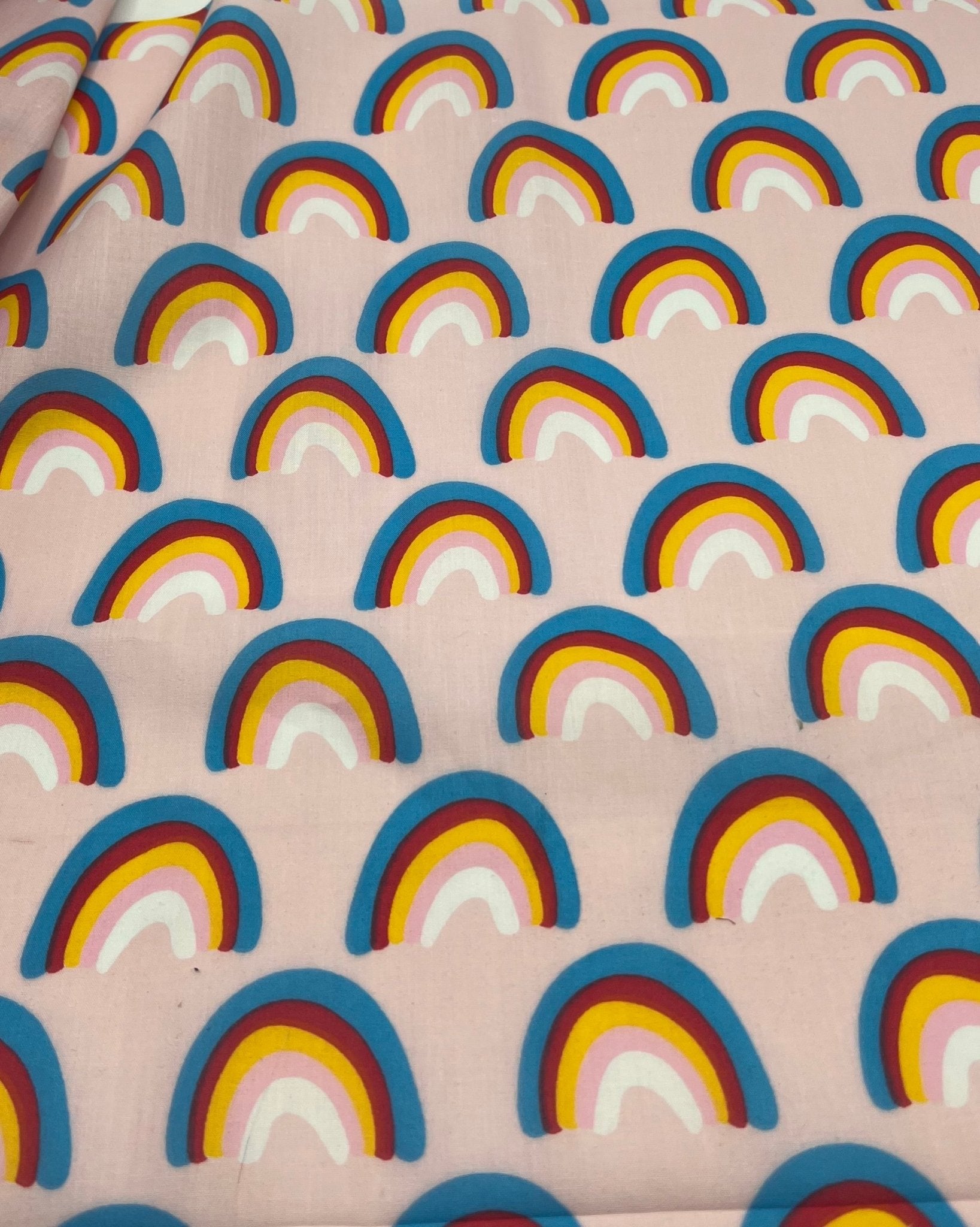 Pink Rainbow Printed Poly Cotton 90 GSM 80/20 44 Inch Non Stretch - T9 Fabrics