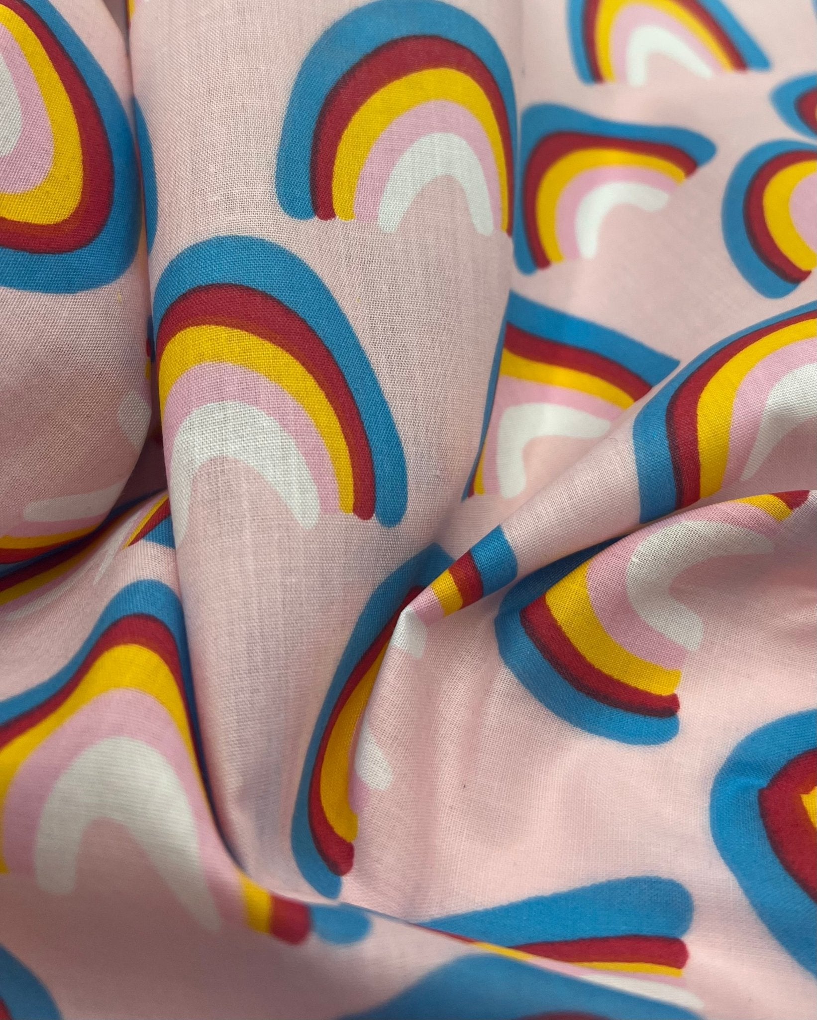 Pink Rainbow Printed Poly Cotton 90 GSM 80/20 44 Inch Non Stretch - T9 Fabrics