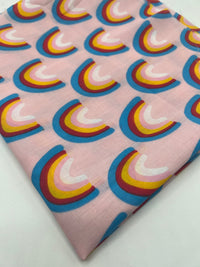 Pink Rainbow Printed Poly Cotton 90 GSM 80/20 44 Inch Non Stretch - T9 Fabrics