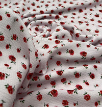 Pink Rose Ditsy Print Lightweight Bubble Crepe Fabric - T9 Fabrics