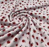 Pink Rose Ditsy Print Lightweight Bubble Crepe Fabric - T9 Fabrics