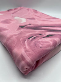 Pink Rose Print Viscose Elastane Fabric - T9 Fabrics