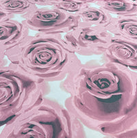 Pink Rose Print Viscose Elastane Fabric - T9 Fabrics