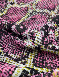 Pink Snake Printed Chiffon Dress Fabric - T9 Fabrics