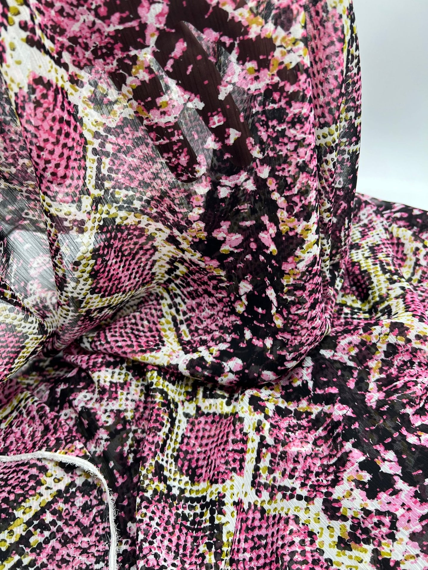Pink Snake Printed Chiffon Dress Fabric - T9 Fabrics