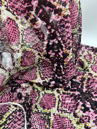 Pink Snake Printed Chiffon Dress Fabric - T9 Fabrics