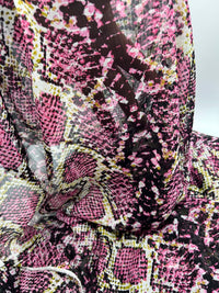 Pink Snake Printed Chiffon Dress Fabric - T9 Fabrics