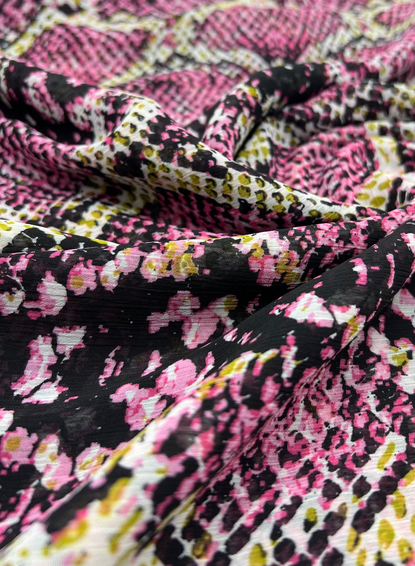 Pink Snake Printed Chiffon Dress Fabric - T9 Fabrics