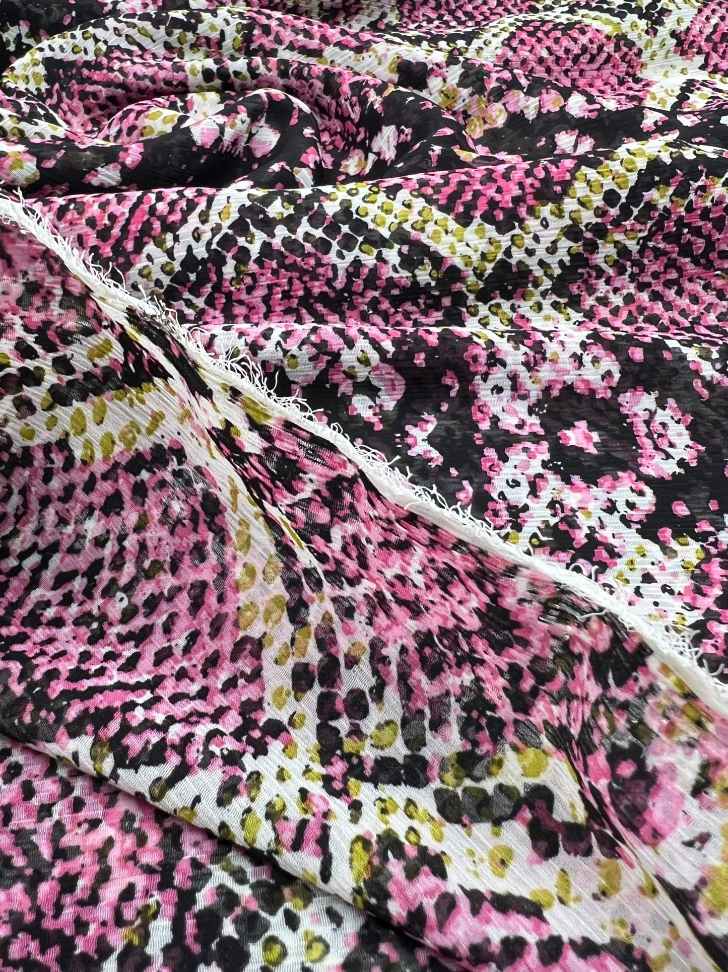 Pink Snake Printed Chiffon Dress Fabric - T9 Fabrics