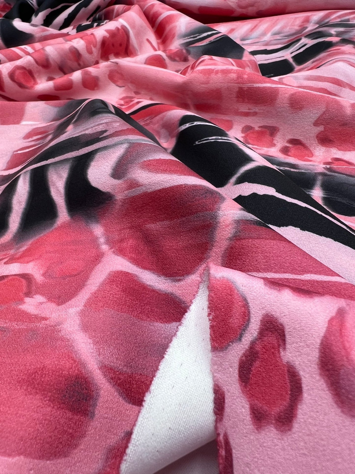 Pink Snake Printed Scuba Crepe Jersey Fabric 4 Way Stretch - T9 Fabrics