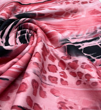 Pink Snake Printed Scuba Crepe Jersey Fabric 4 Way Stretch - T9 Fabrics