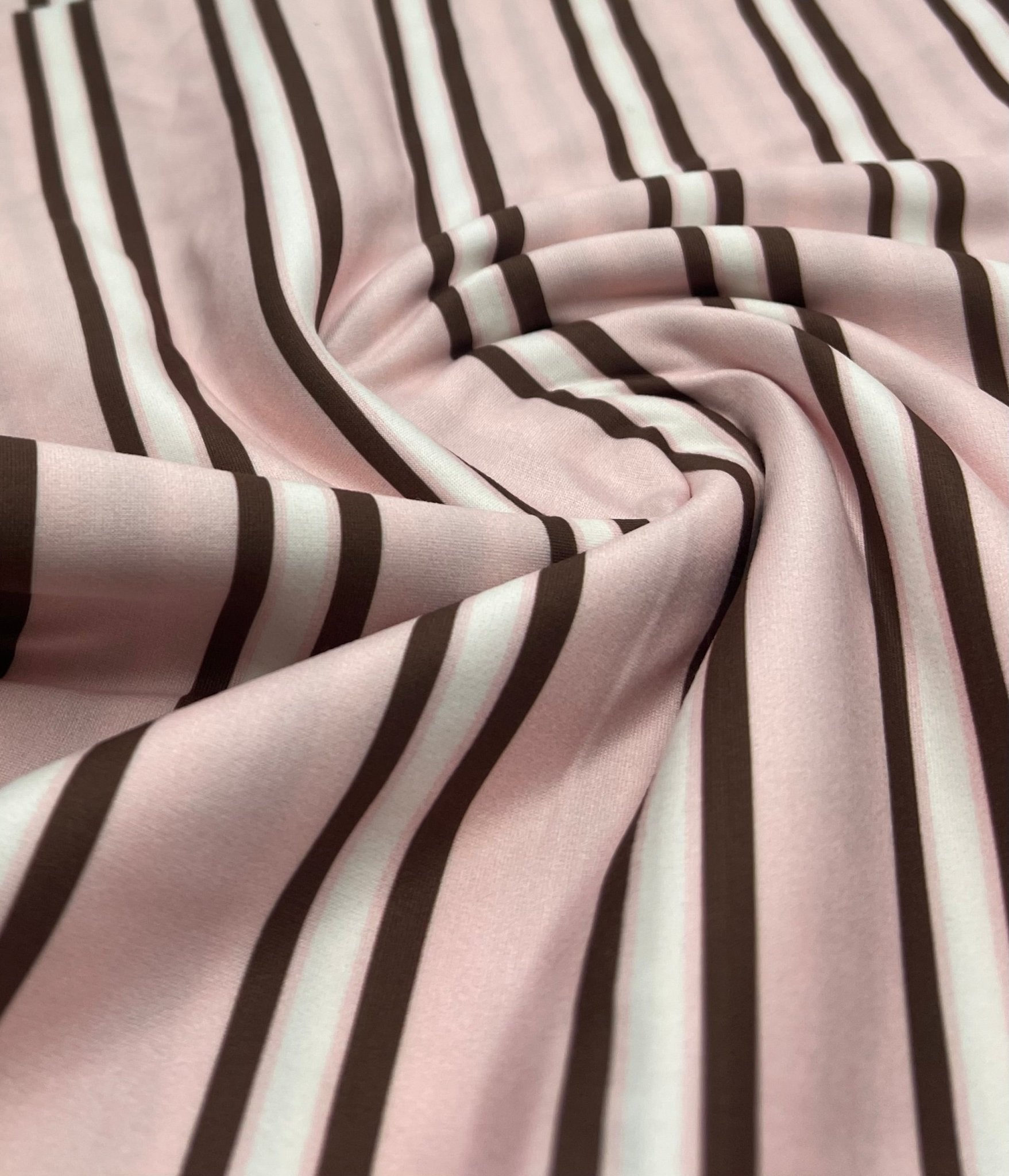 Pink Stripe Super Soft Print Spun Poly Stretch Fabric - T9 Fabrics