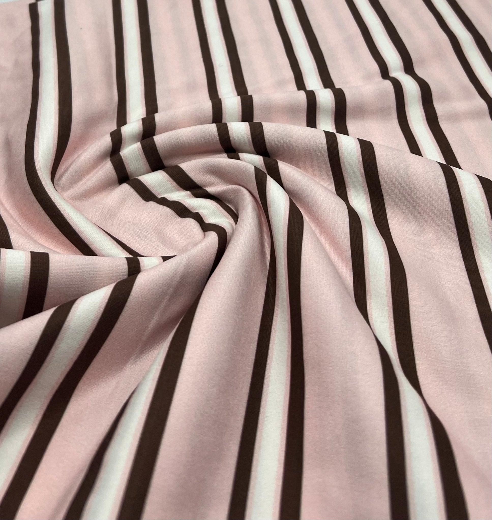 Pink Stripe Super Soft Print Spun Poly Stretch Fabric - T9 Fabrics