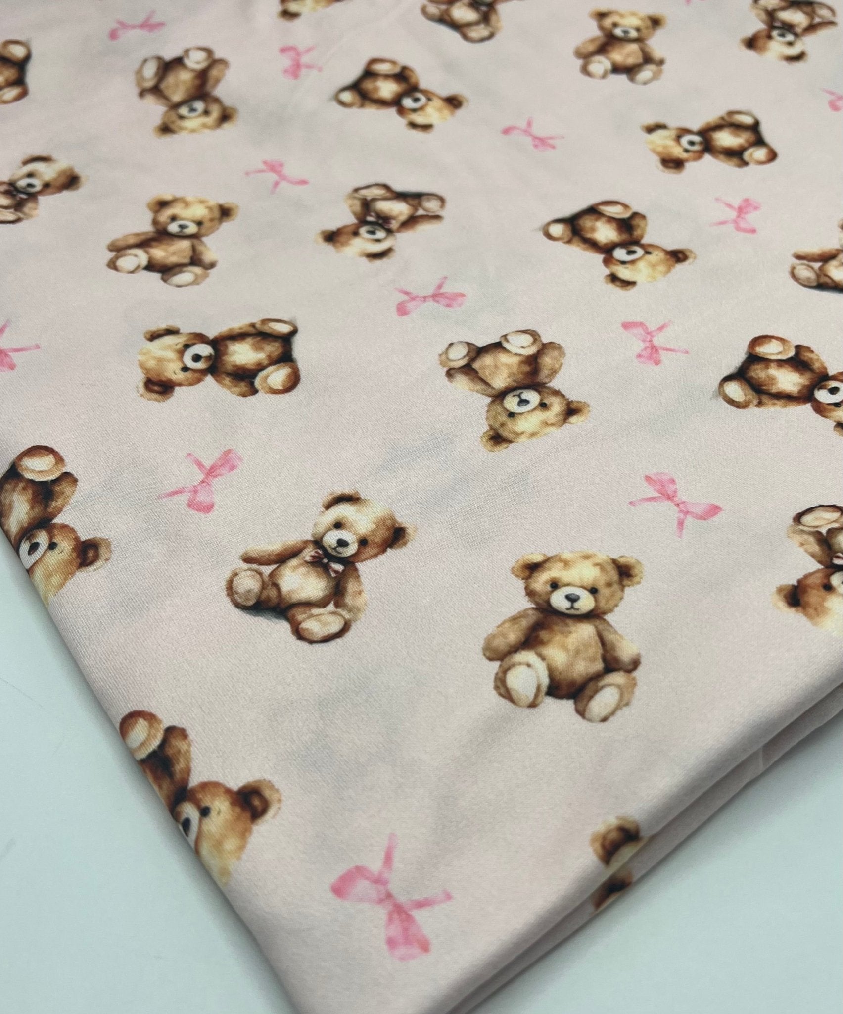 Pink Teddy Super Soft Print Spun Poly Stretch Fabric - T9 Fabrics