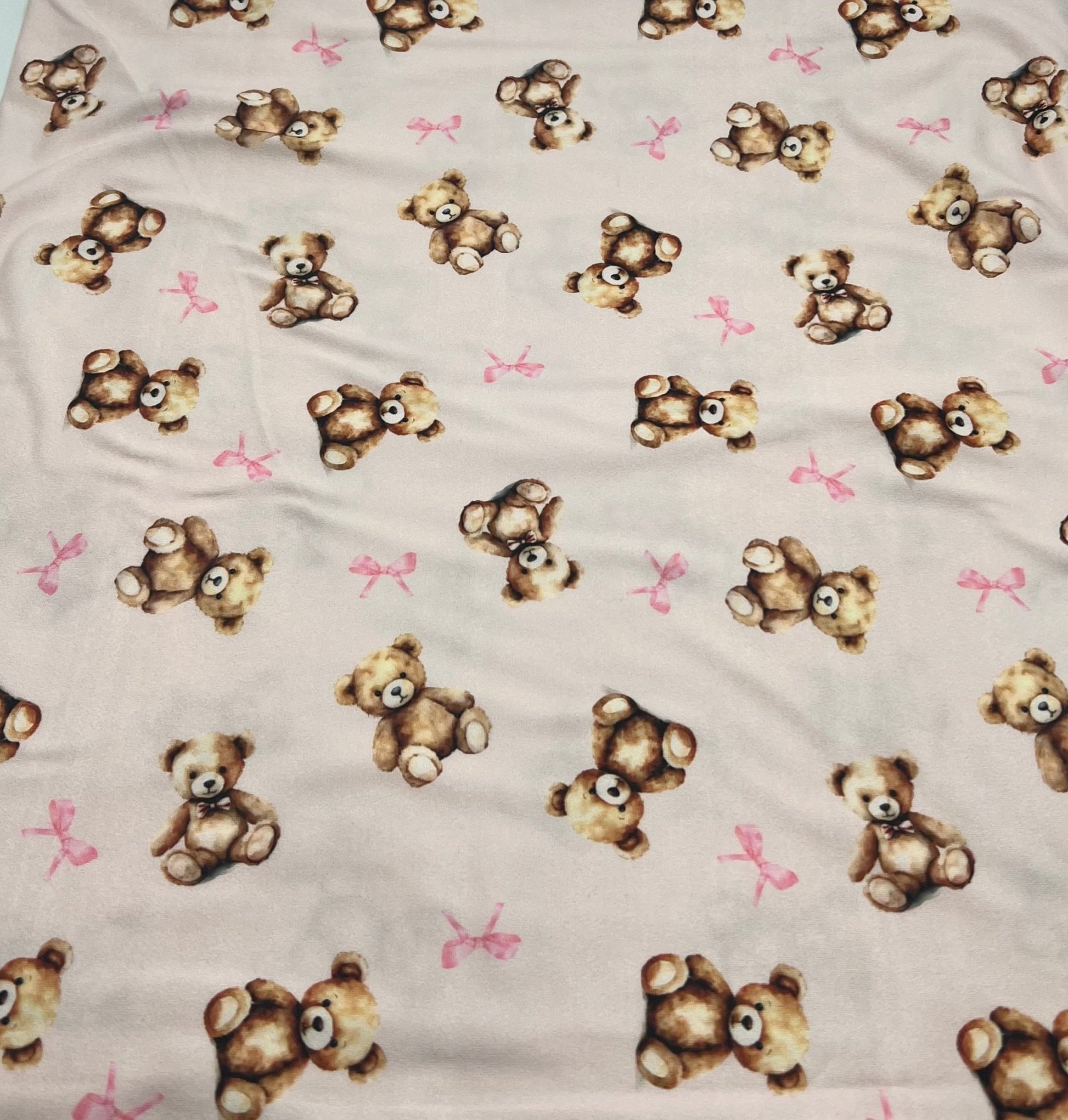 Pink Teddy Super Soft Print Spun Poly Stretch Fabric - T9 Fabrics