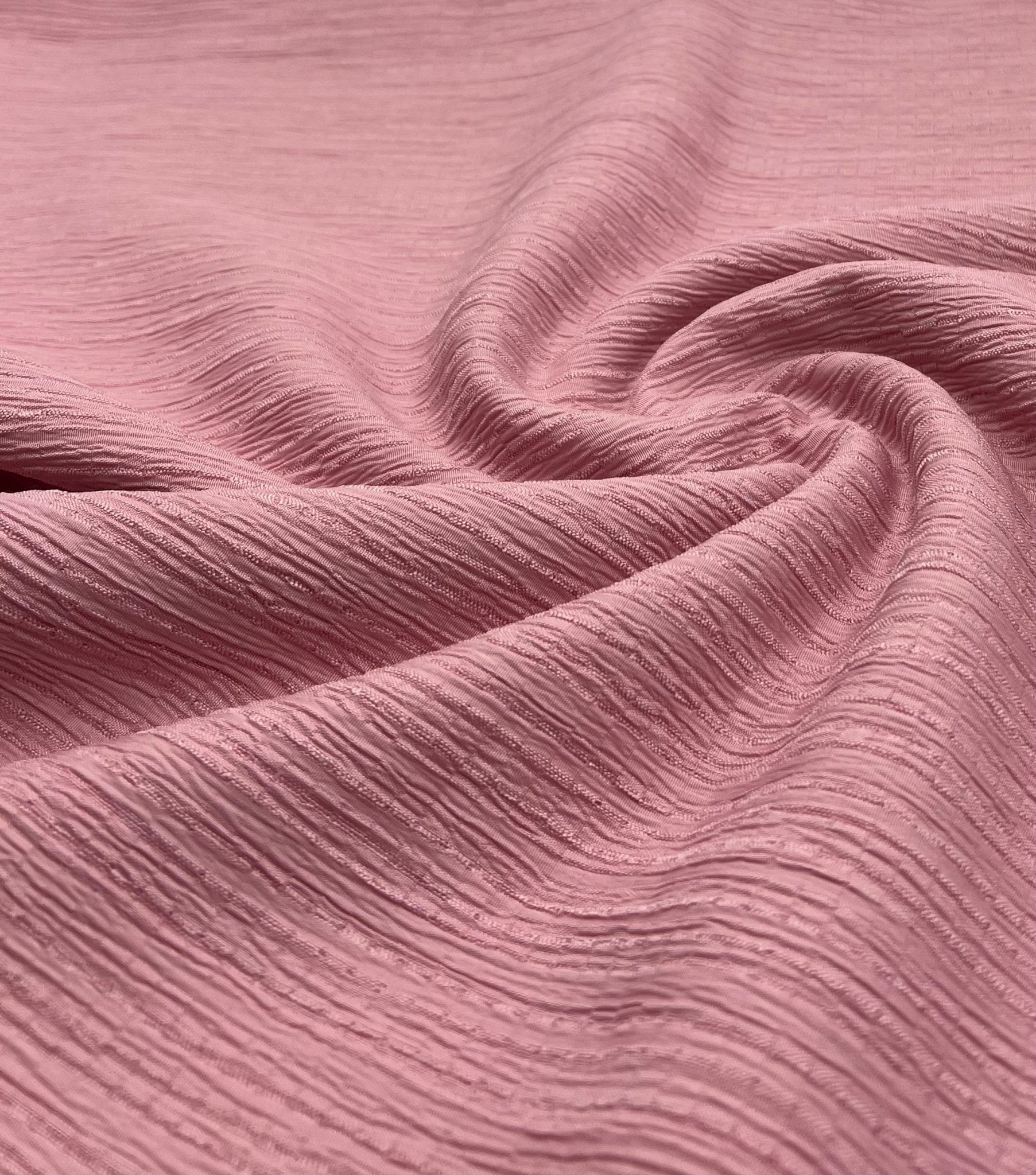 Pink Textured Crinkle Lightweight Non Stretch Fabric - T9 Fabrics